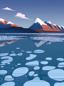 Preview wallpaper mountains, ice floes, art