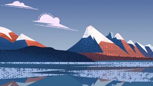 Preview wallpaper mountains, ice floes, art