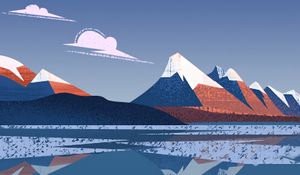 Preview wallpaper mountains, ice floes, art