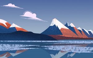 Preview wallpaper mountains, ice floes, art
