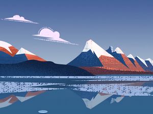 Preview wallpaper mountains, ice floes, art