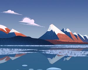 Preview wallpaper mountains, ice floes, art