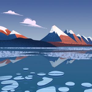 Preview wallpaper mountains, ice floes, art