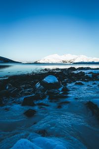 Preview wallpaper mountains, ice, snow, lake, water, winter