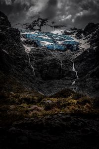 Preview wallpaper mountains, ice, top, sky, clouds