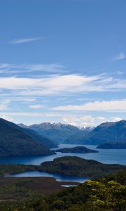 Preview wallpaper mountains, islands, river, landscape, nature