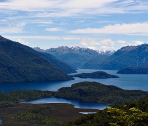 Preview wallpaper mountains, islands, river, landscape, nature