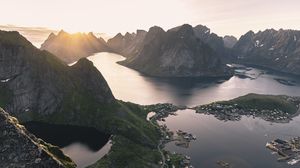 Preview wallpaper mountains, lake, aerial view