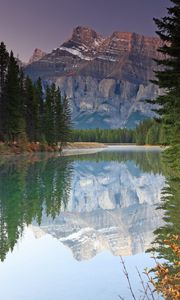 Preview wallpaper mountains, lake, autumn, bushes, trees, silence