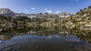 Preview wallpaper mountains, lake, bottom, reflection, nature