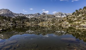 Preview wallpaper mountains, lake, bottom, reflection, nature