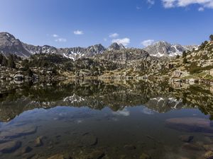 Preview wallpaper mountains, lake, bottom, reflection, nature