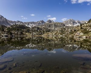 Preview wallpaper mountains, lake, bottom, reflection, nature