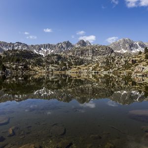 Preview wallpaper mountains, lake, bottom, reflection, nature