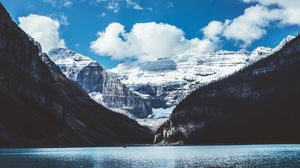 Preview wallpaper mountains, lake, clouds