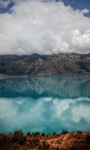 Preview wallpaper mountains, lake, clouds, ohau, new zealand