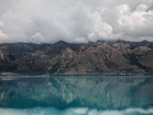 Preview wallpaper mountains, lake, clouds, ohau, new zealand