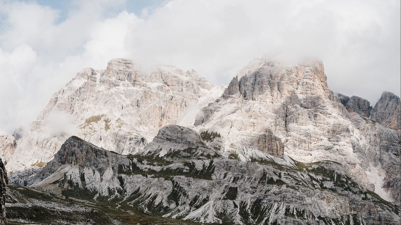 Wallpaper mountains, lake, clouds, landscape