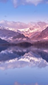 Preview wallpaper mountains, lake, clouds, reflection, landscape