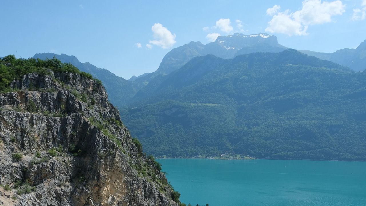 Wallpaper mountains, lake, clouds, landscape, nature