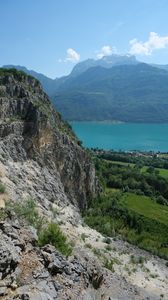 Preview wallpaper mountains, lake, clouds, landscape, nature