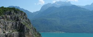 Preview wallpaper mountains, lake, clouds, landscape, nature
