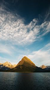 Preview wallpaper mountains, lake, current, sky, swiftcurrent lake, united states