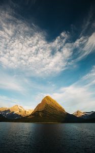 Preview wallpaper mountains, lake, current, sky, swiftcurrent lake, united states