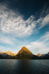 Preview wallpaper mountains, lake, current, sky, swiftcurrent lake, united states