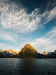 Preview wallpaper mountains, lake, current, sky, swiftcurrent lake, united states