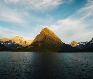 Preview wallpaper mountains, lake, current, sky, swiftcurrent lake, united states