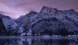 Preview wallpaper mountains, lake, dusk, reflection, landscape