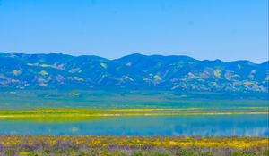 Preview wallpaper mountains, lake, flowers, valley, nature