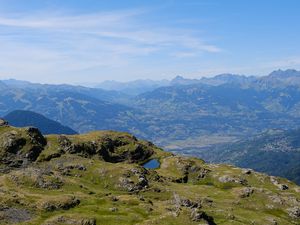 Preview wallpaper mountains, lake, fog, height, landscape, france