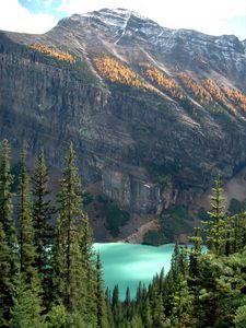 Preview wallpaper mountains, lake, forest, landscape, nature, peak