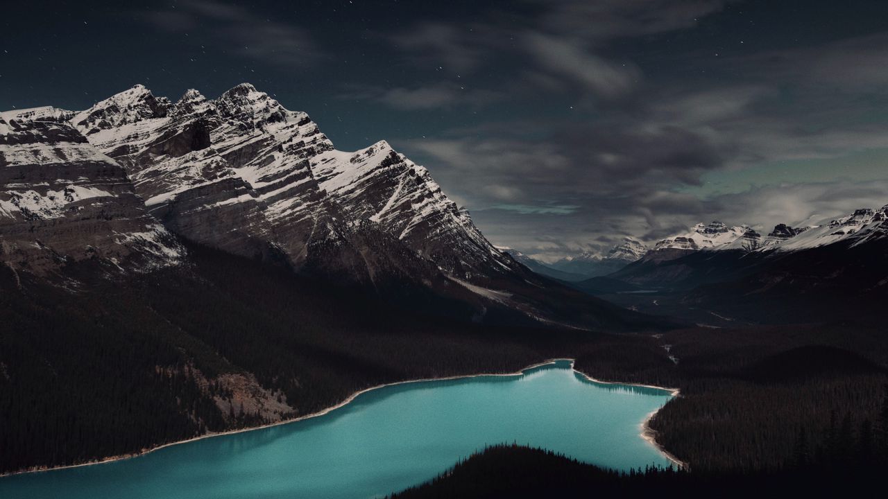 Wallpaper mountains, lake, forest, clouds, landscape
