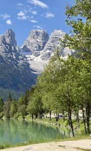 Preview wallpaper mountains, lake, forest, trees, water, nature