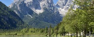 Preview wallpaper mountains, lake, forest, trees, water, nature