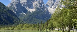 Preview wallpaper mountains, lake, forest, trees, water, nature