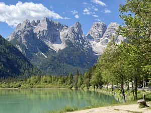 Preview wallpaper mountains, lake, forest, trees, water, nature