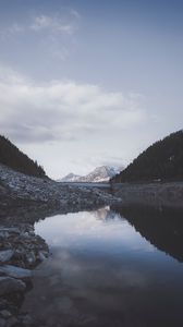 Preview wallpaper mountains, lake, forest, stones, trees