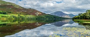 Preview wallpaper mountains, lake, forest, trees, reflection