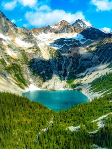 Preview wallpaper mountains, lake, forest, valley, landscape