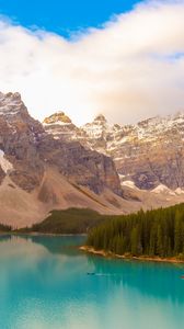 Preview wallpaper mountains, lake, forest, trees, nature, landscape