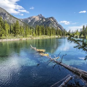 Preview wallpaper mountains, lake, forest, trees, landscape
