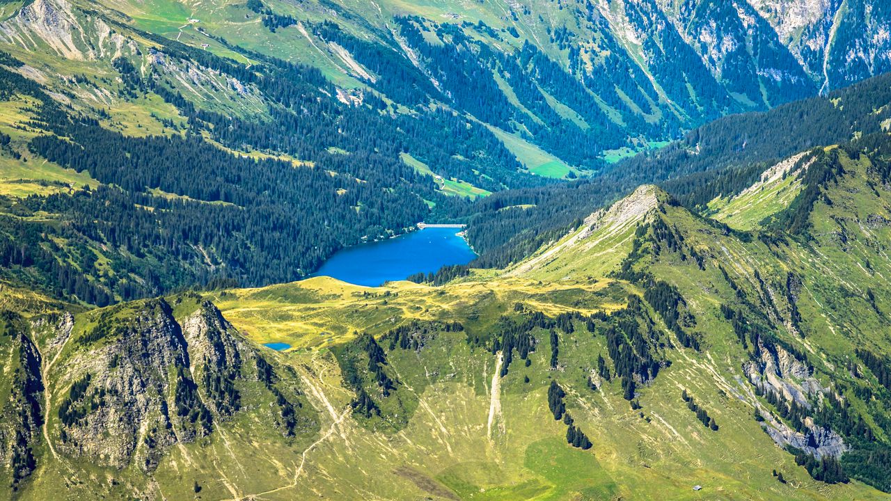 Wallpaper mountains, lake, forest, landscape, trees
