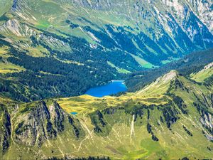 Preview wallpaper mountains, lake, forest, landscape, trees