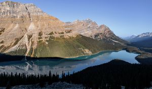 Preview wallpaper mountains, lake, forest, shadow, landscape