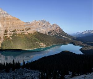 Preview wallpaper mountains, lake, forest, shadow, landscape