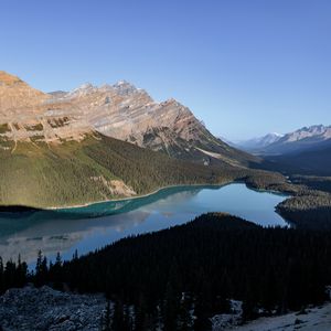 Preview wallpaper mountains, lake, forest, shadow, landscape